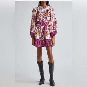 NWT FARM Rio Sunset Tapestry Long Sleeve Belted Shirtdress SIZE L